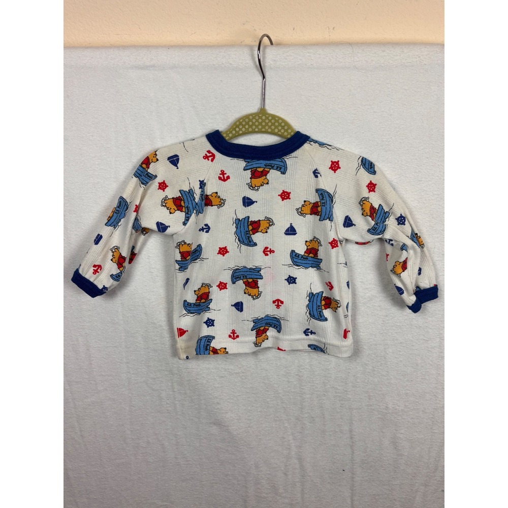 Vtg Disney Winnie the Pooh Baby Nautical Cardigan Top Pants Set Sz NB White Blue - Picture 8 of 8